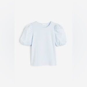 H&M Basics Women’s Light Blue Puff Sleeve Shirt